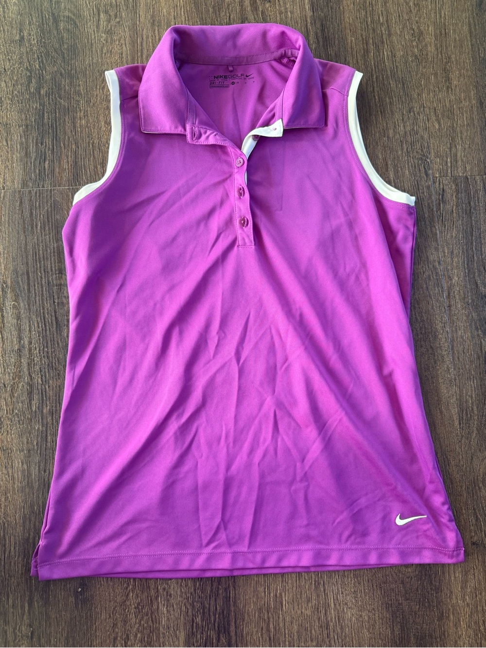 Nike Women’s Dri-Fit Sleeveless Polo Top - Bright Magenta with White Trim